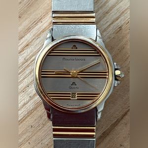 Maurice Lacroix Rare Vintage Luxury Watch Two-Tone Bracelet Dial Date Window